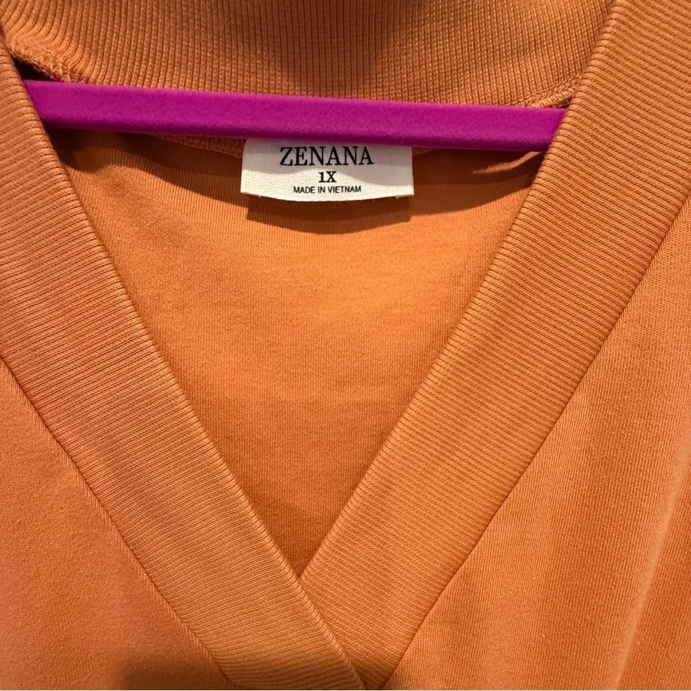 Zenana V-Neck Warm Orange-Brown Cotton Romper - Picture 3 of 7